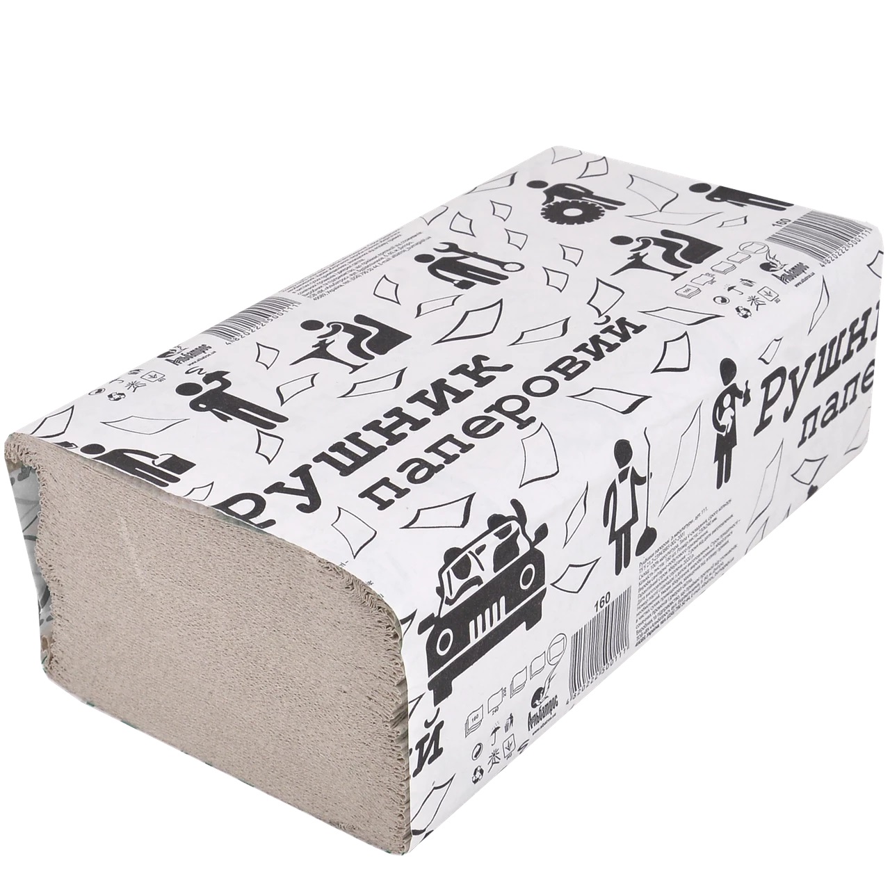 Паперовий рушник VV макулатурний сірий одношаровий RVM - 1/150 листів